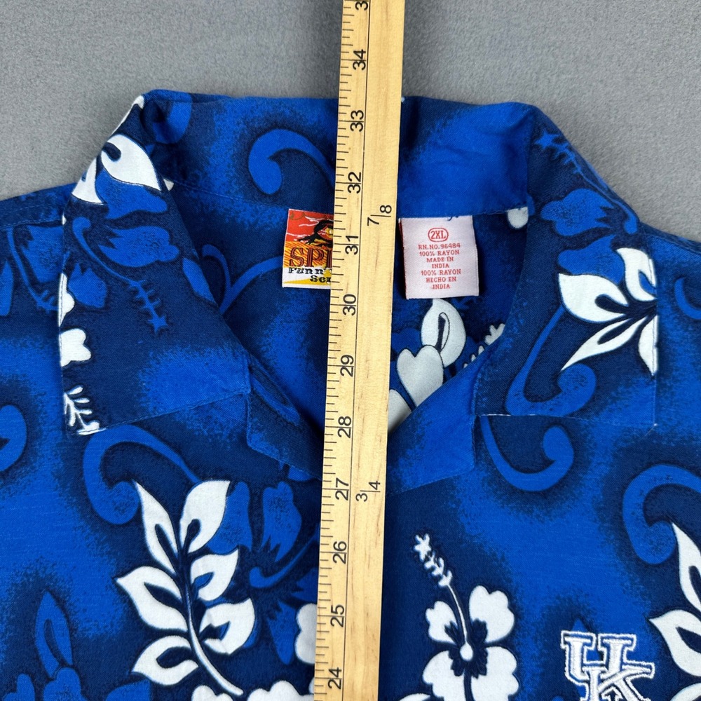 Spike Fun n Da Sun Kentucky Wildcats UK Aloha Shirt Rayon Tropical Blue 2XL - Picture 7 of 9
